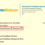 Surat Edaran Pemberitahuan SK Nominasi PIP Tahun 2026