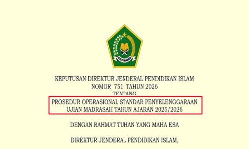 Kepdirjen Pendis Nomor 751 Tahun 2026 tentang POS Ujian Madrasah TA 2025/2026
