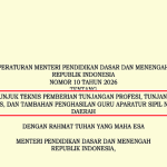 Permendikdasmen Nomor 10 Tahun 2026 tentang Juknis Tunjangan Profesi, Tunjangan Khusus, dan Tamsil Guru ASN Daerah