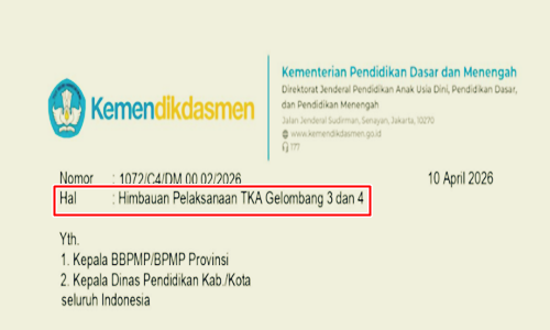 Surat Edaran Himbauan Pelaksanaan TKA Gelombang 3 dan 4